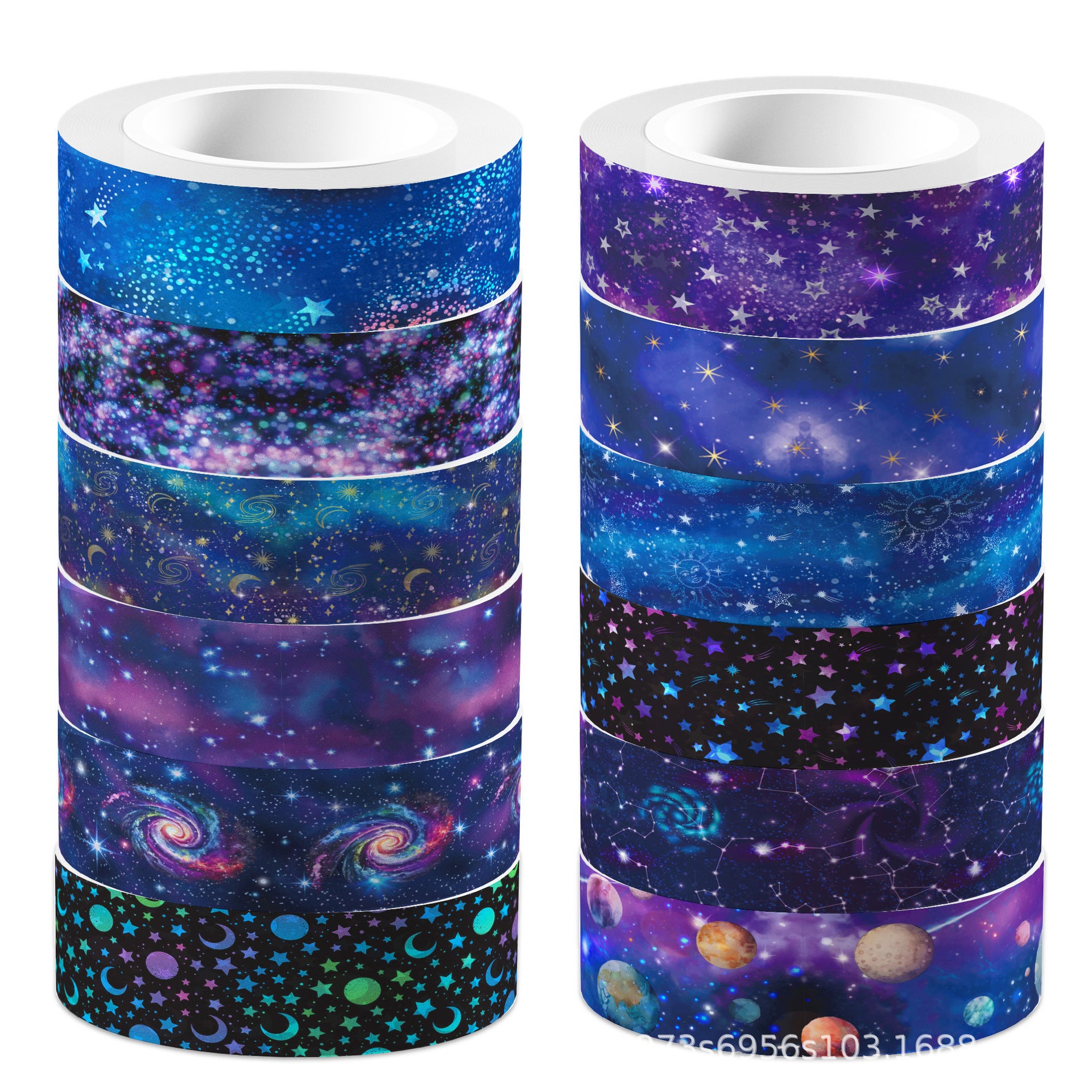 Galaxy & Starry Sky Washi Tape – Transparent Space Theme Roll, 5m - ViktaShop