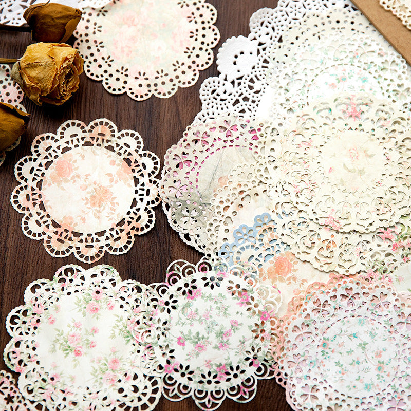 Dreamy Lace Design, Flower Wreath Hollow Paper, 20 Pcs