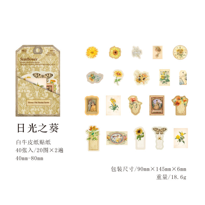 Flower Borderless Material Pack – Flower Old Stories Series, 40 Pcs - ViktaShop