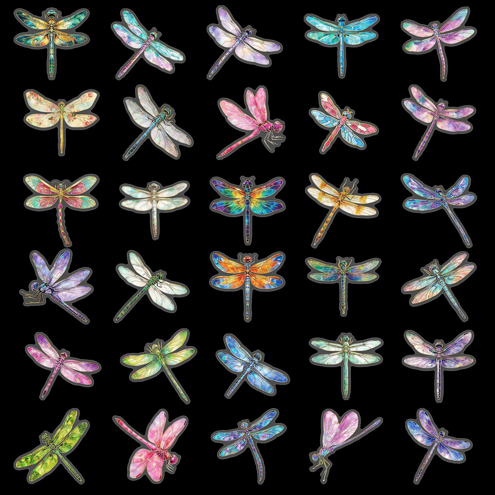 Dragonfly PET Stickers, 30 Pcs - ViktaShop