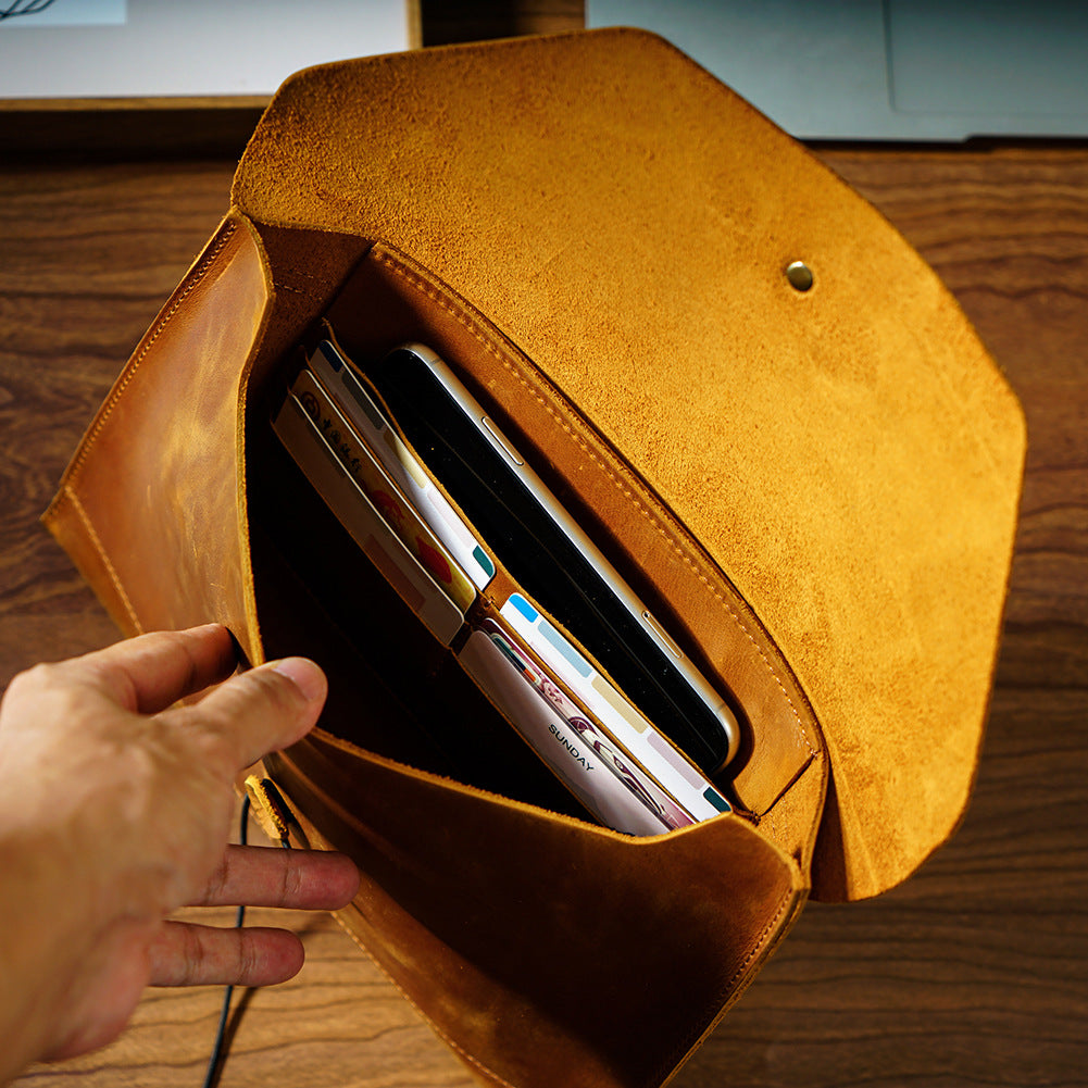 First Layer Cowhide Scrapbook Tool Bag – Portable Laptop & File Organizer - ViktaShop