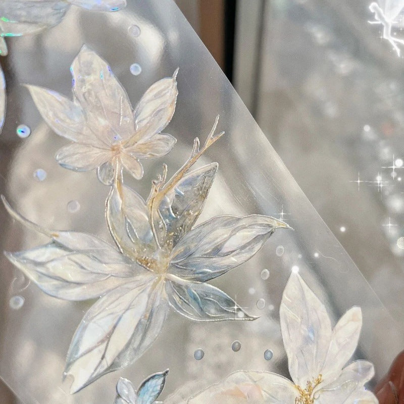 Ice Heart Silk Light PET Tape - Ancient Style Flower Sticker - ViktaShop