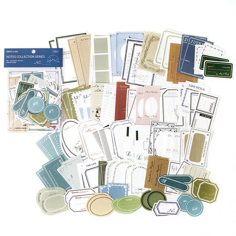 Note Set Series Material Bag, Retro Background Paper, 100 Pcs - ViktaShop