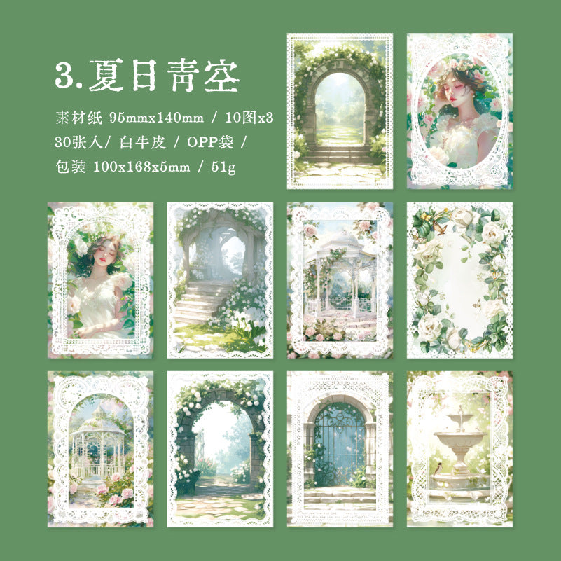 Romantic Lace Character Series – Material Paper Collection, 30 Pcs - ViktaShop