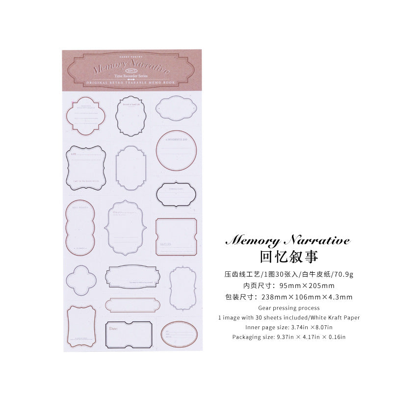Time Recorder White Kraft Notepad - Pressed Line Series, 6 Options - ViktaShop