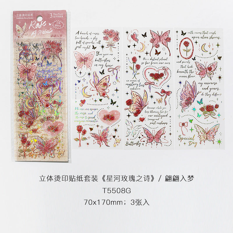 Letter Lover Hot Stamping Stickers – Star River Rose Poem Series, 4 Options
