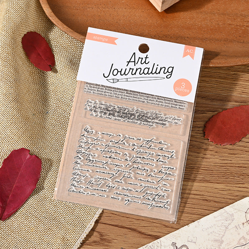Cursive English Paragraph Silicone Seal – Transparent Literary Style Stamp, 3 Options - ViktaShop