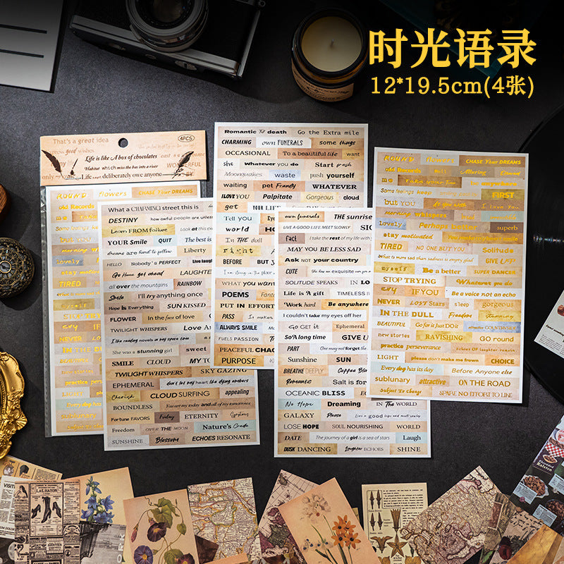 Retro English  sticker non-cutting decoration