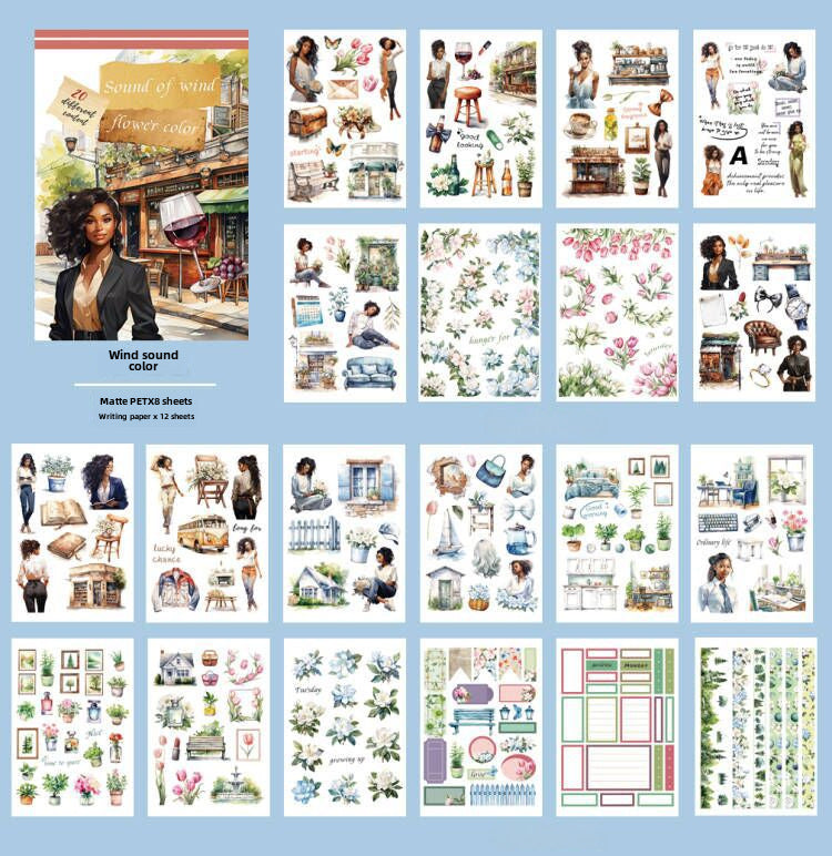 Retro Artistic Court Style Travel Character Stickers Book - ViktaShop
