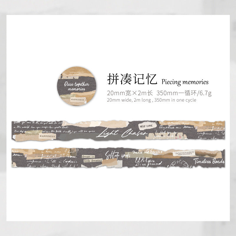 Retro Burned Paper Theme Washi Paper, Decoration Material, 2m - ViktaShop