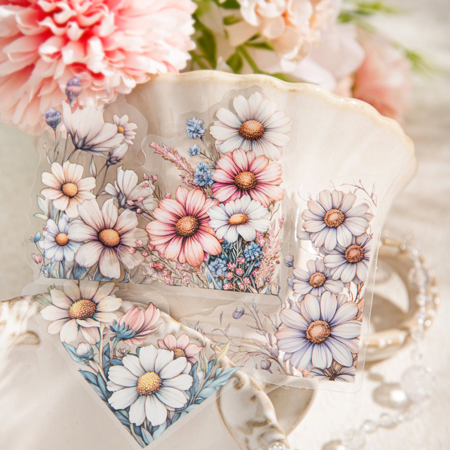 PET Sticker - Flower Edge Series, 20 Pcs - ViktaShop