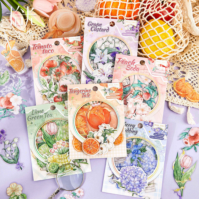 Fruit Series PET Gold Stickers - 20 Pcs - ViktaShop