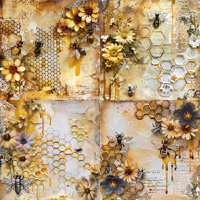 Honey Theme Background Paper – Single-Sided Pattern Paper, 24 Sheets - ViktaShop