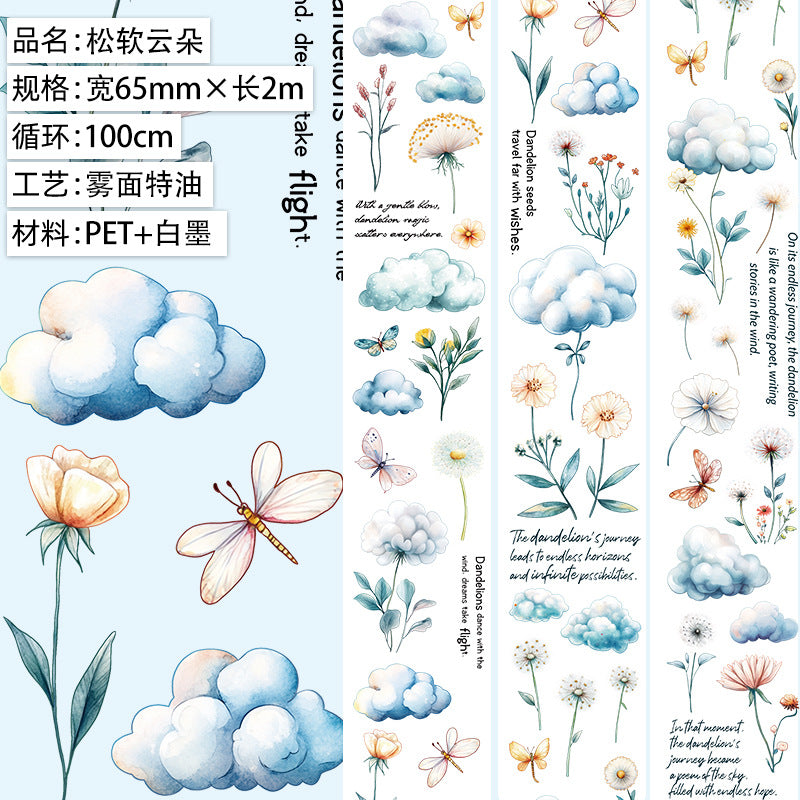 Cloud Flower PET Tape – Wave, Island, Girl Character Series - ViktaShop
