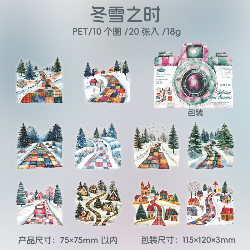 Four Seasons Series Splicing Landscaping Large Size Pet Sticker Pack 20 Psc