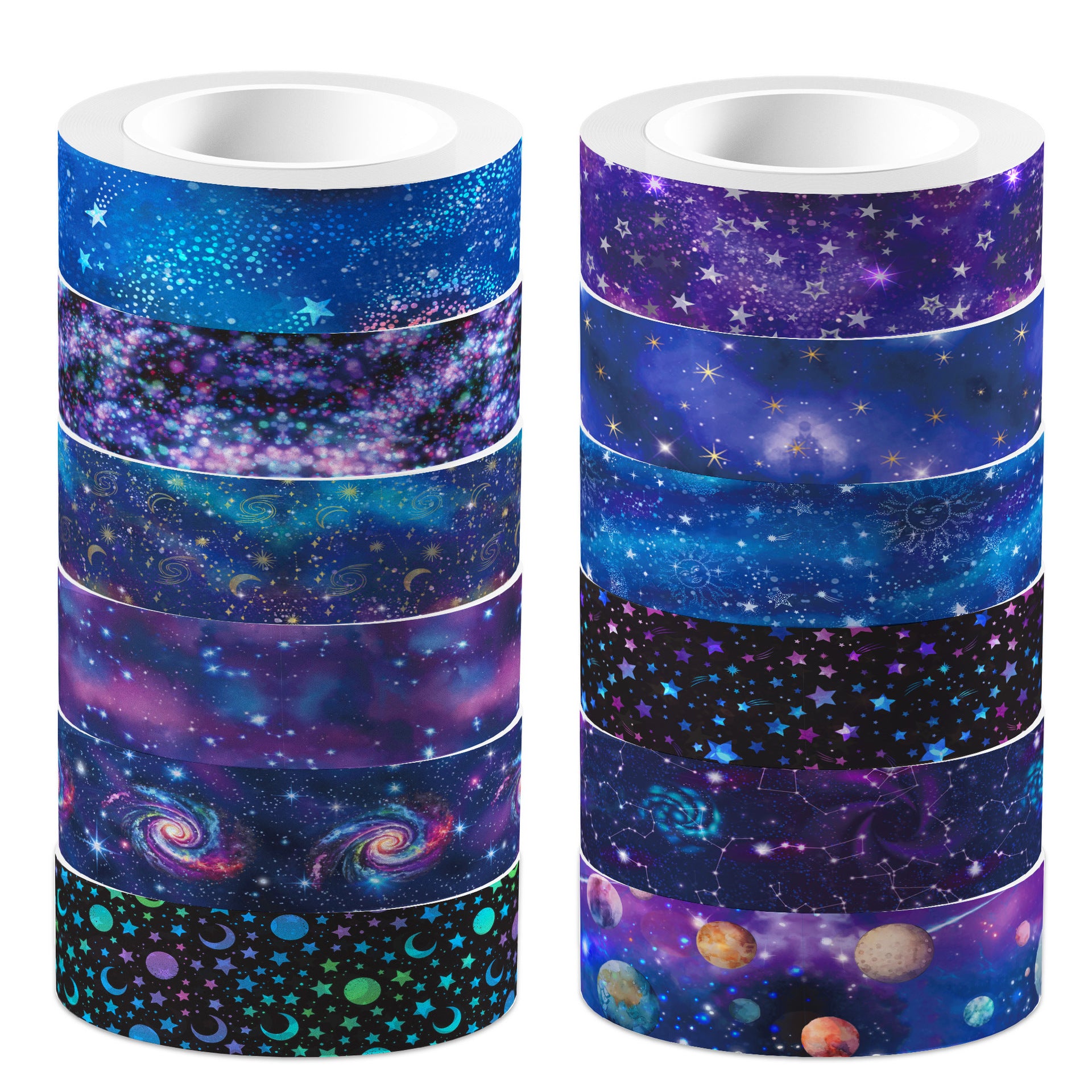 Galaxy & Starry Sky Washi Tape – Transparent Space Theme Roll, 5m - ViktaShop