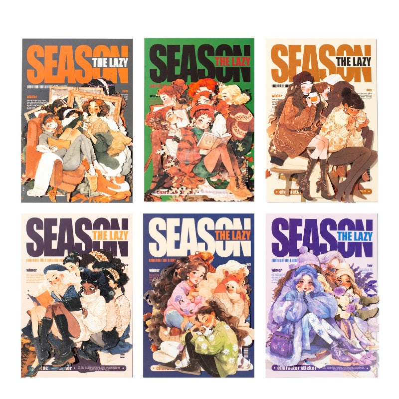 Lazy Seasonal Series Oil Sticker – Retro Characters, 6 Options - ViktaShop