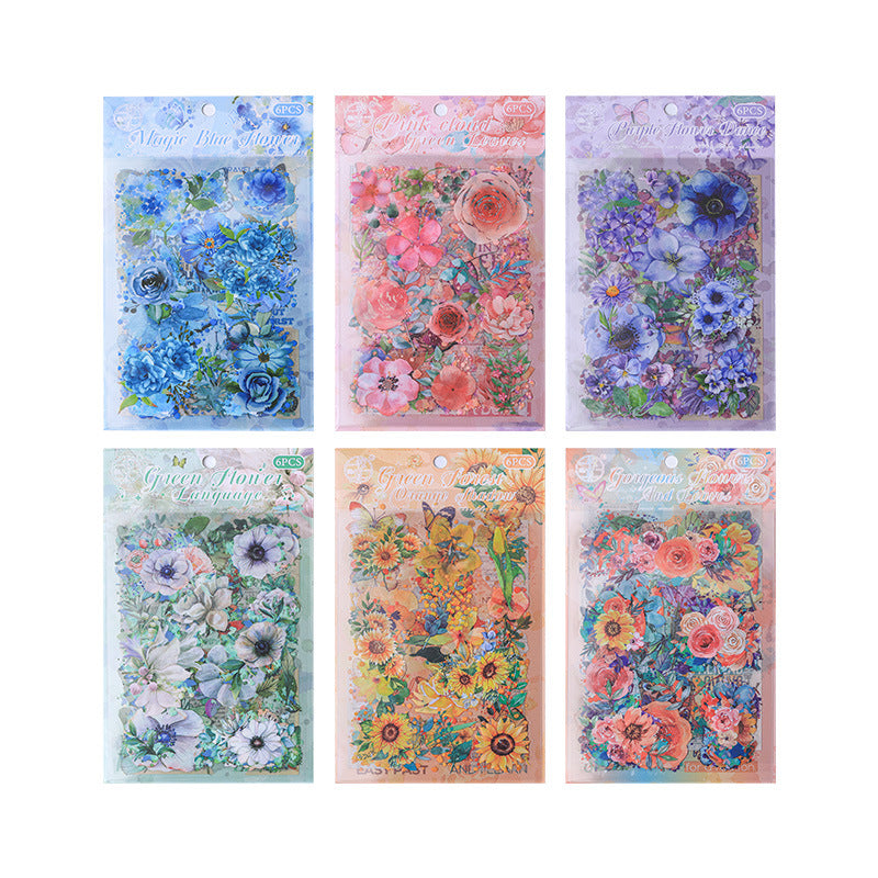 Flower, Butterfly & Green Leaf Cut Film PET Sticker Pack, 6 Options - ViktaShop