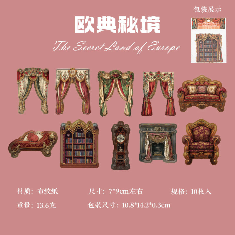Curtain Garden Series - Hard Card Stickers, 10 Pcs - ViktaShop