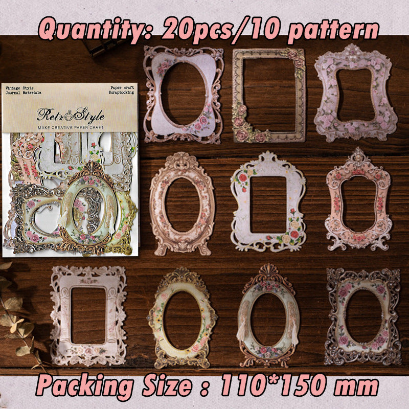 Retro Hollow Border Material Paper – Background Paper, 20 Pcs - ViktaShop