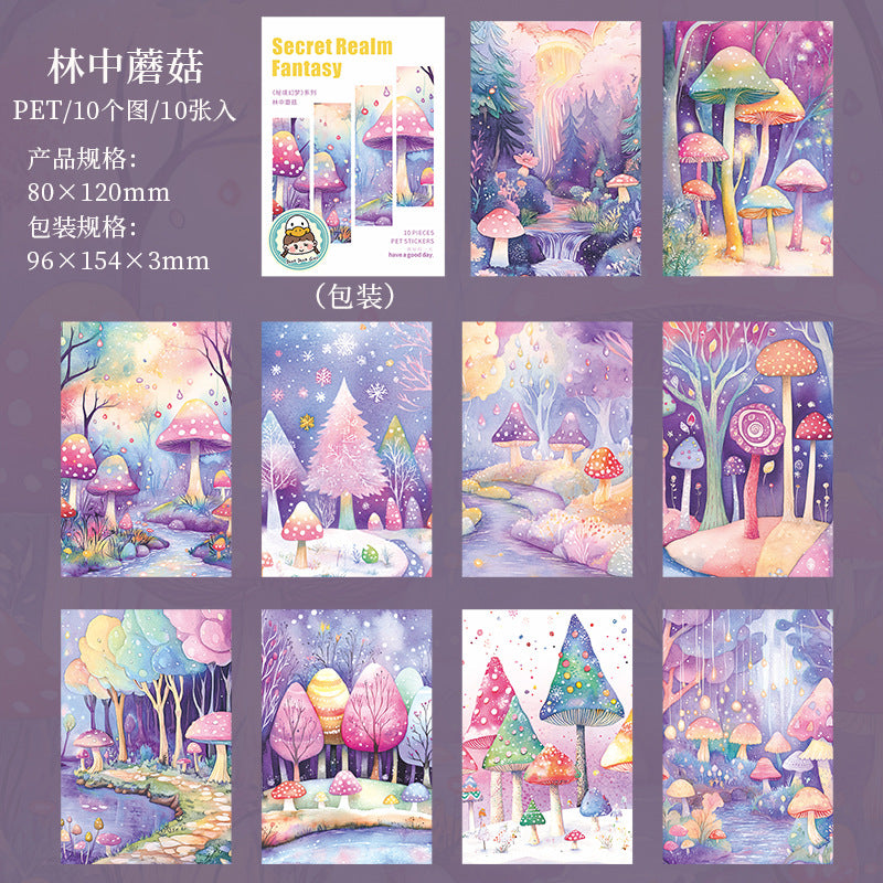 Secret Realm Fantasy PET Stickers 10 psc