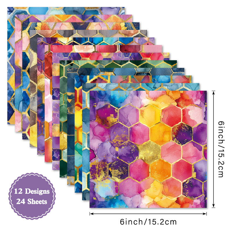 Gilded Background Paper Single-Sided for Journals, Scrapbooks & Cards, 24 Sheets - ViktaShop