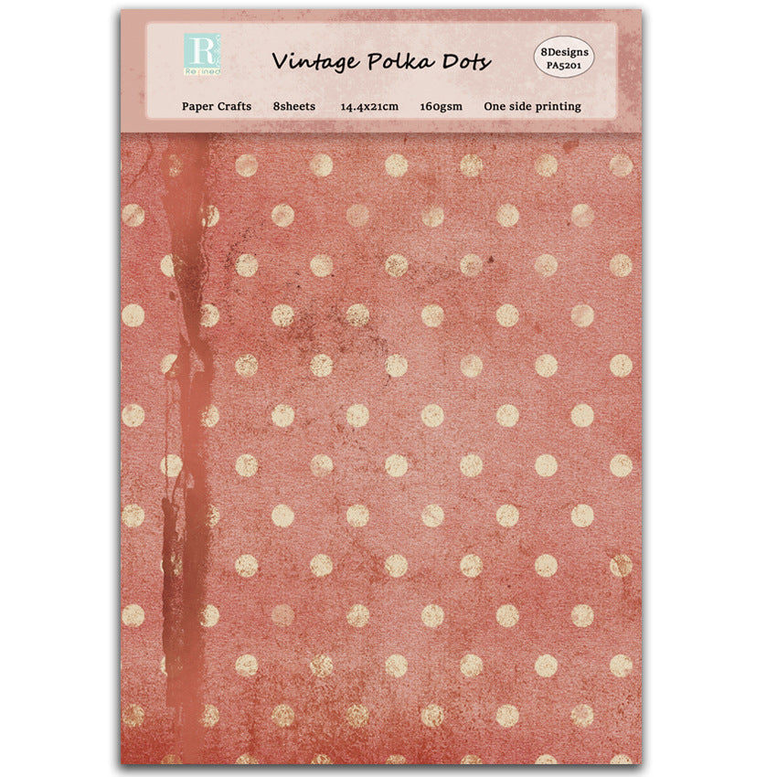 Vintage Dots DIY Scrapbook & Journal A5 Pattern Paper - Card Background Paper - 8 sheets - ViktaShop