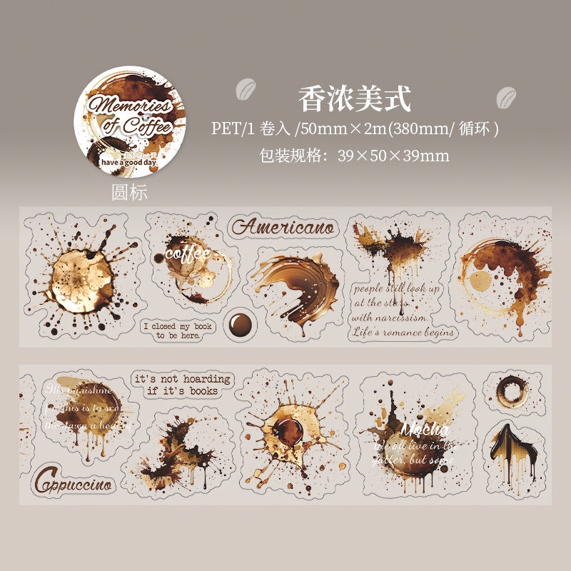 PET Tape Coffee Memory Series – Waterproof Decorative Tape, 2m - ViktaShop