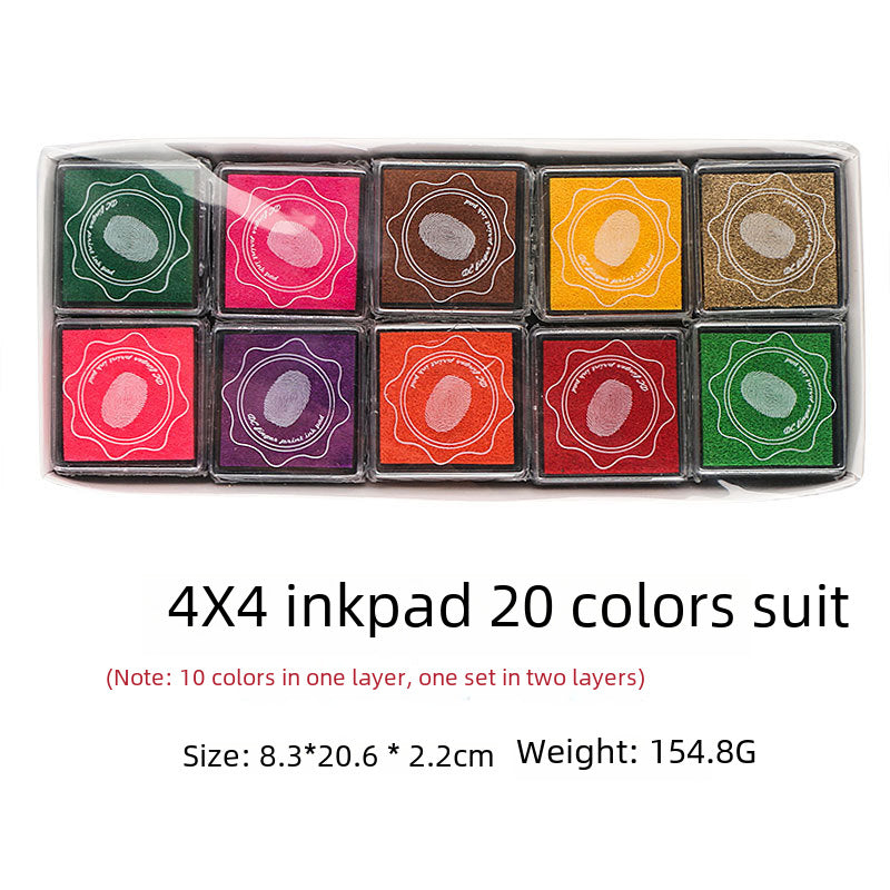 20-Color Ink Pad Set - 4×4 Boxed for Finger Painting