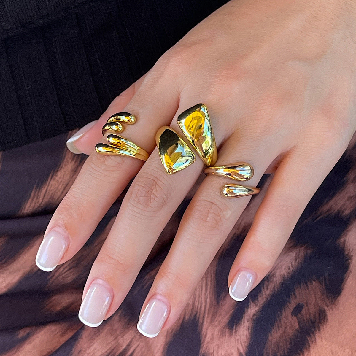 Vintage Minimalist Glossy Chunky Ring, 16 Options - ViktaShop