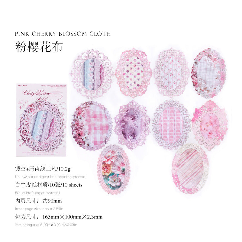 Flower Dream Vintage Lace Paper stickers 10 psc