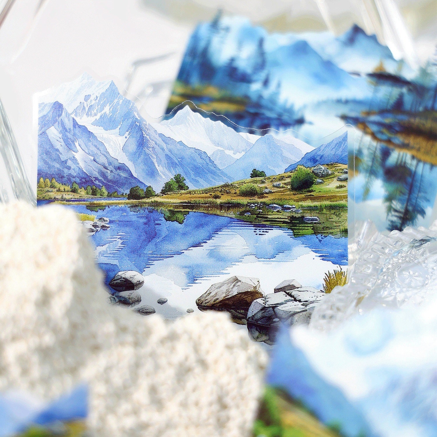 Ancient Forest Sticker Pack – Mountain Scenery PET Stickers, 20 Pcs - ViktaShop
