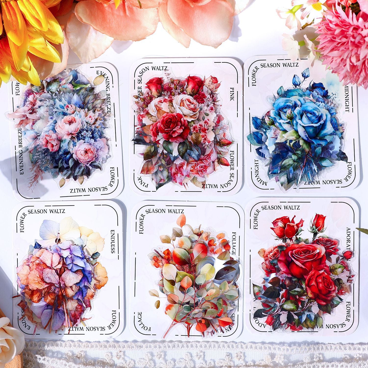 Ancient Forest PET Sticker Pack - Flower Season Waltz Series, 20 pcs - ViktaShop