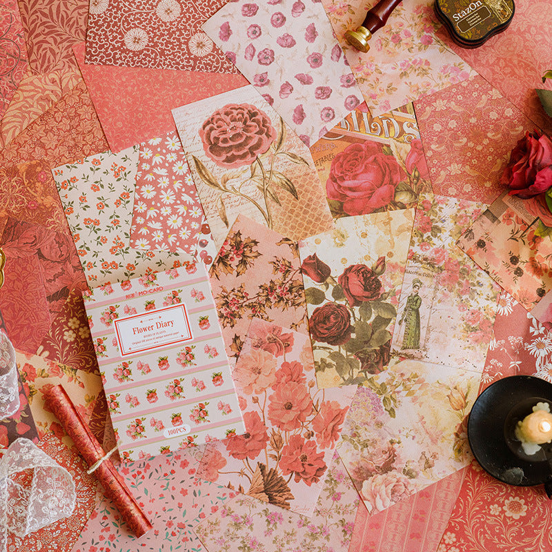 Book of Plants Series, Retro Floral Background Paper, 4 Options - ViktaShop