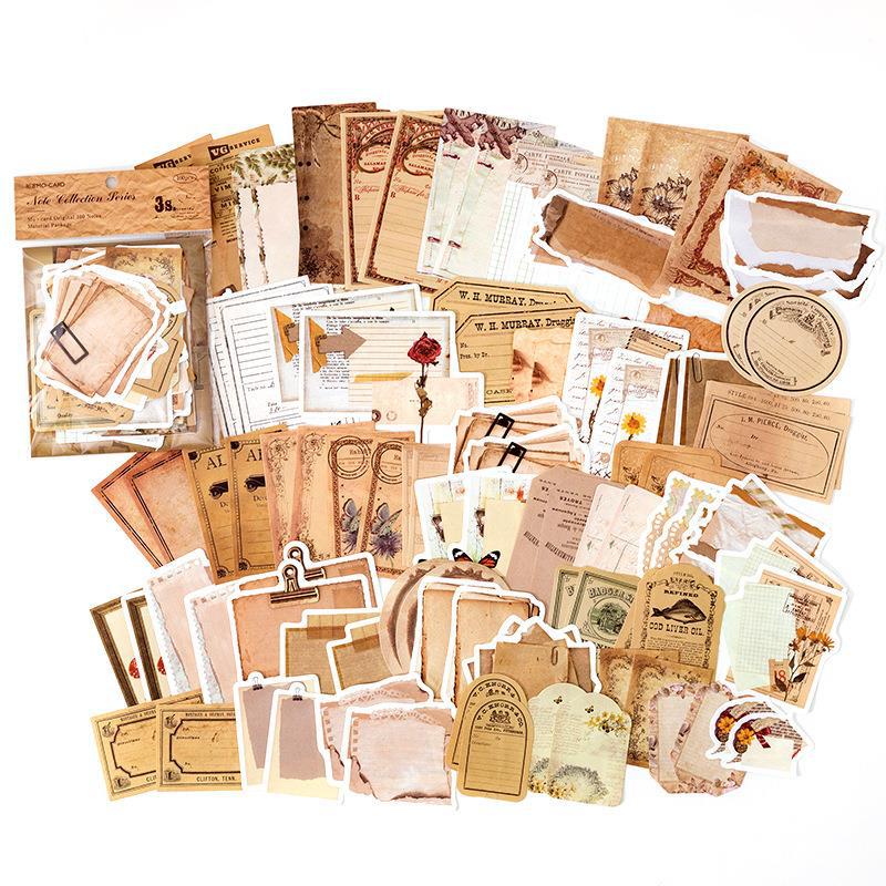 Note Set Series Material Bag, Retro Background Paper, 100 Pcs - ViktaShop