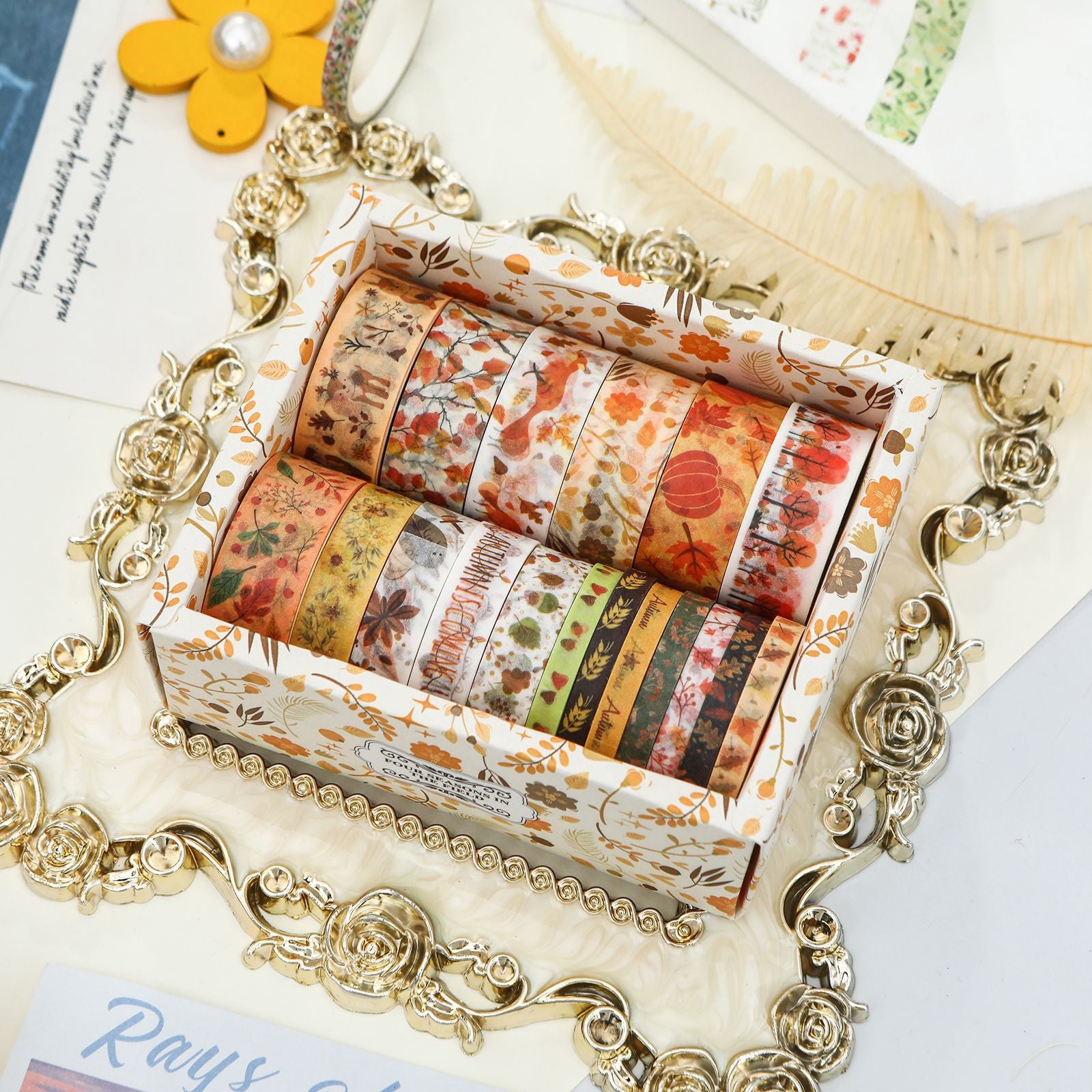 Four Seasons Series – Flower Elements Paper Tape Set, 18 Rolls - ViktaShop