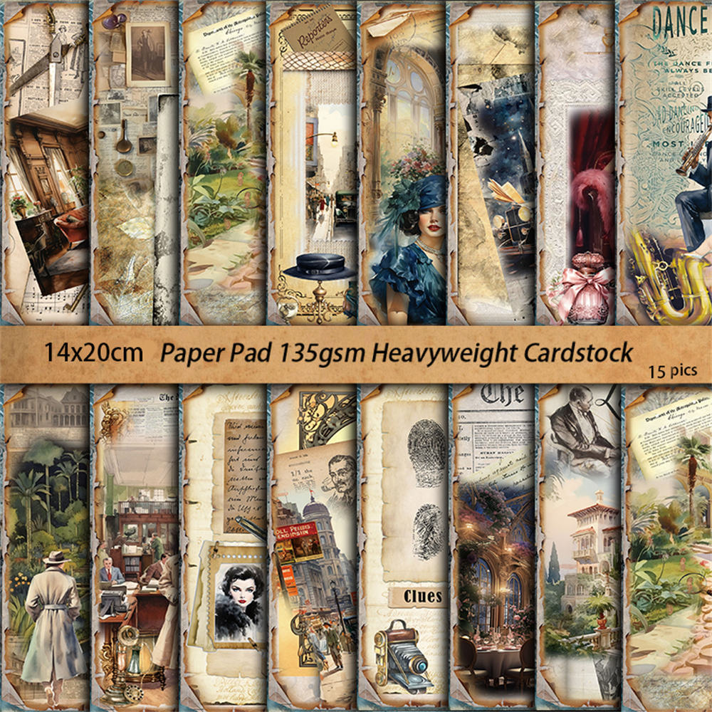 Retro Girl Material Paper - Palace Lolita Series, 15 Sheets - ViktaShop