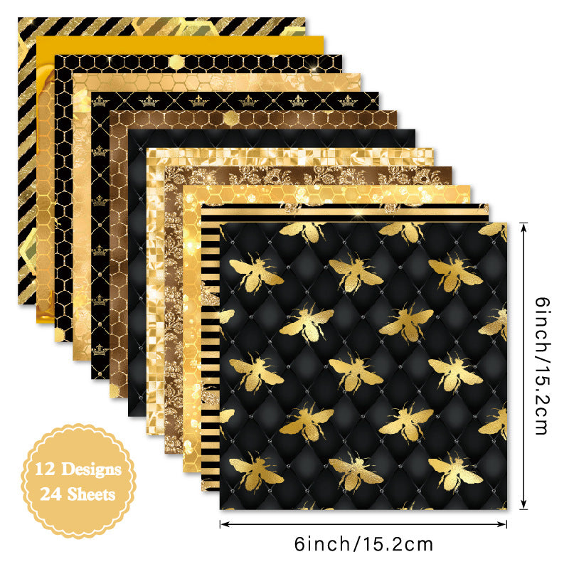 Golden Hive Background Paper – Single-Sided, 24 Sheets - ViktaShop