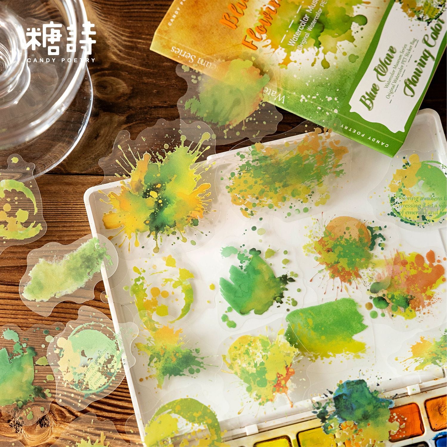 PET White Ink Sticker Pack - Watercolor Museum Series, 6 Options - ViktaShop