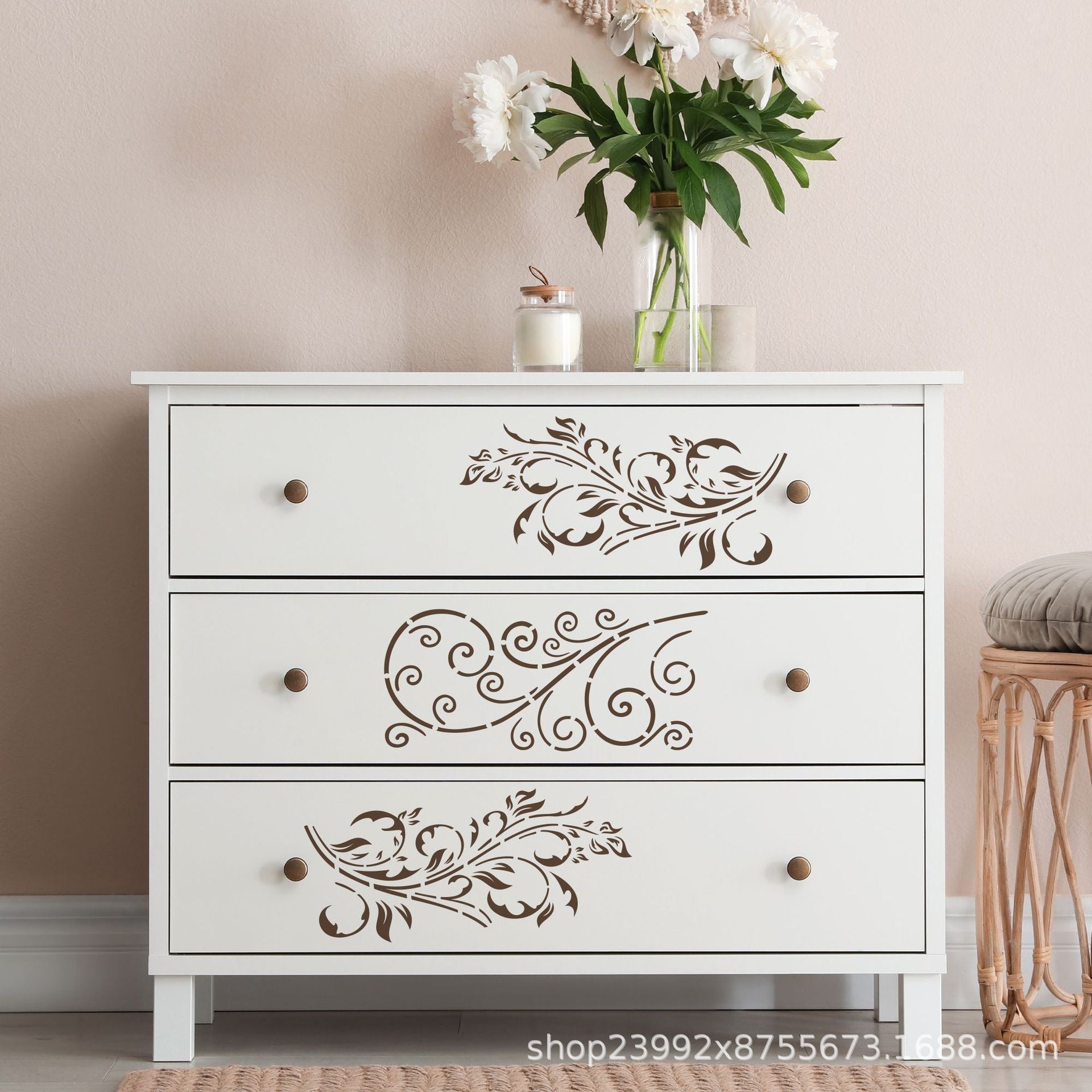 Flower & Leaf Texture Stencil Set, 10 Pcs - ViktaShop
