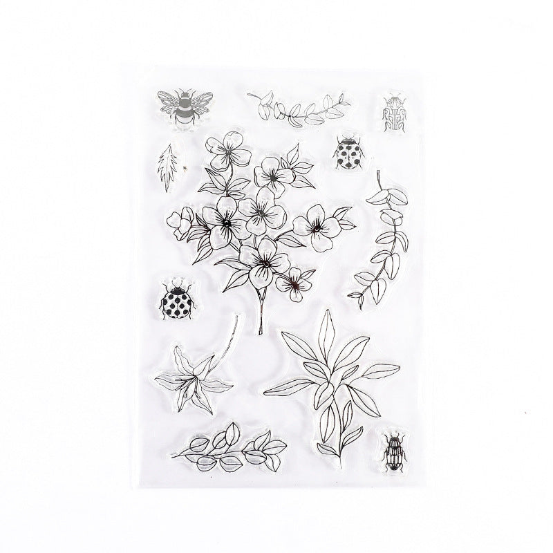 Transparent Silicone Seal - Retro Plant & Flower Collage - ViktaShop