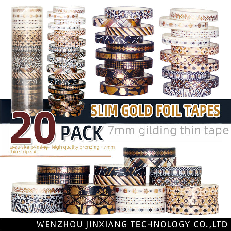 Black Gold Bronzing Paper Tape, 20 Pcs - ViktaShop
