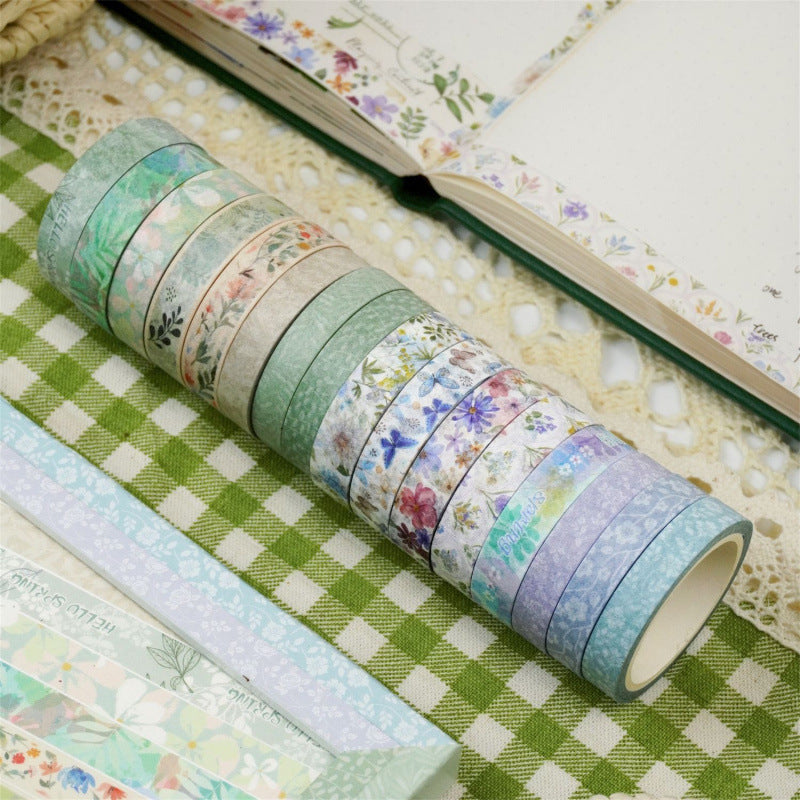 Spring Floral Thin Washi Tape Set – Plant Series, 12 Rolls - ViktaShop