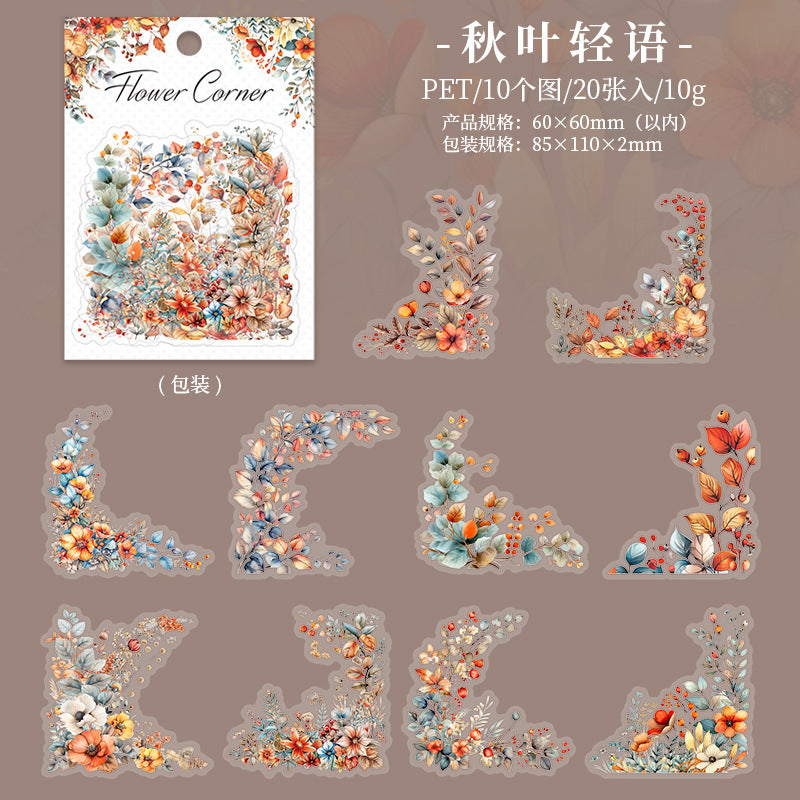 PET Sticker - Flower Edge Series, 20 Pcs - ViktaShop