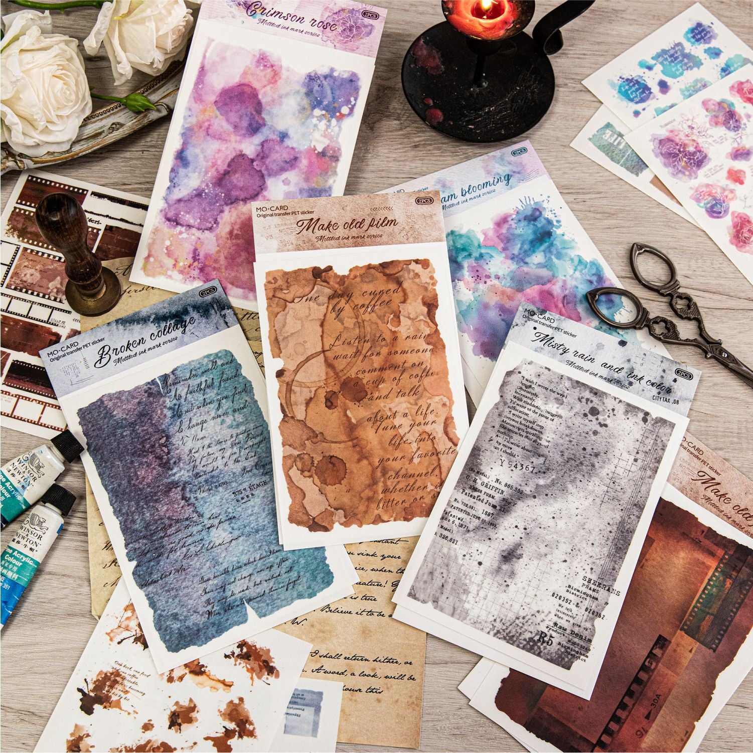 PET Stickers – Watercolor Retro Decorative Set - ViktaShop
