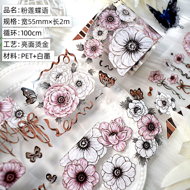 Plant Small Flowers PET Tape – Bright Decorative Collage Material, 2m - ViktaShop