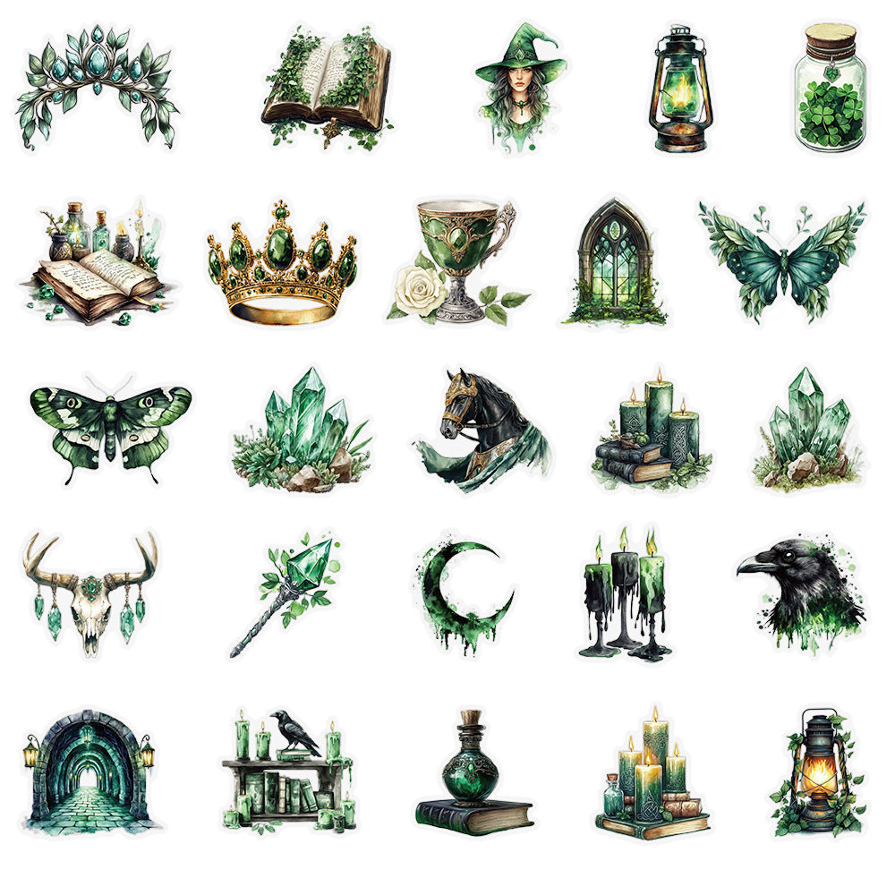 Forest Witch Stickers – Decorative Stickers, 50 Pcs - ViktaShop