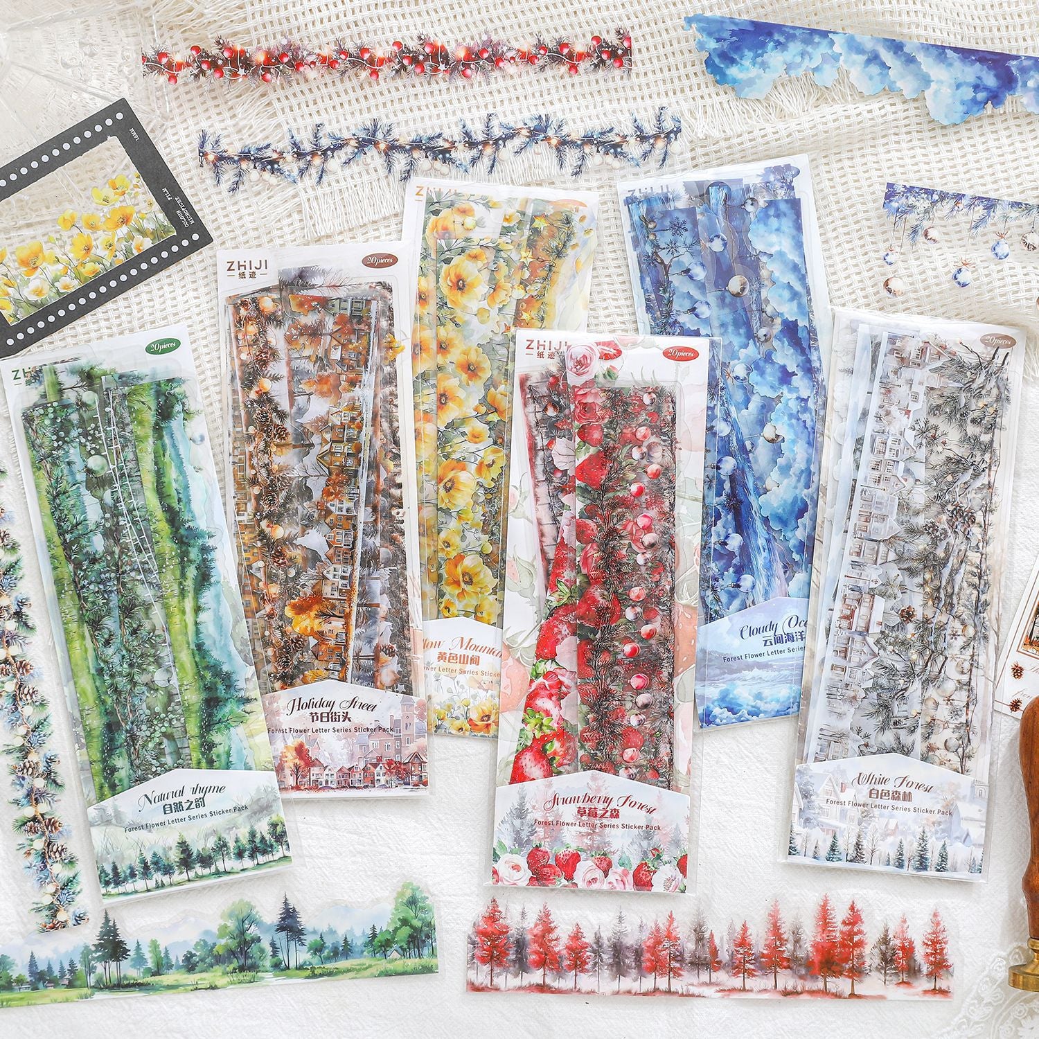Forest Flower Letter Series PET Landscaping Stickers, 6 Options - ViktaShop