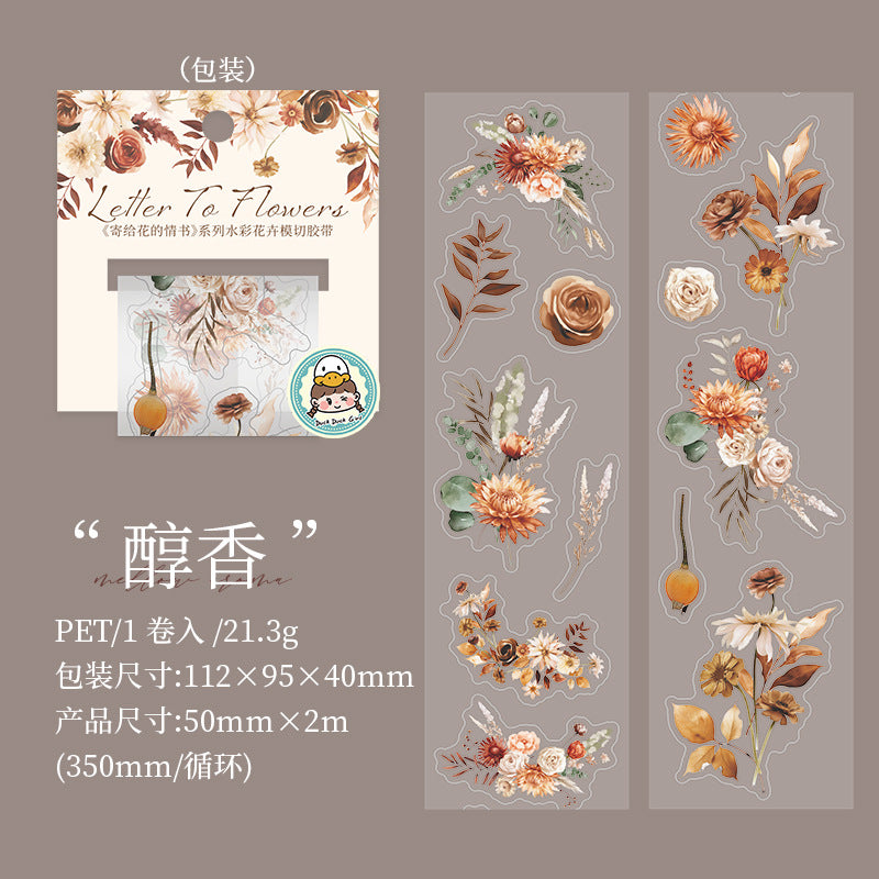 Flowers Love Letter Series Fog PET Tape, 2m - ViktaShop