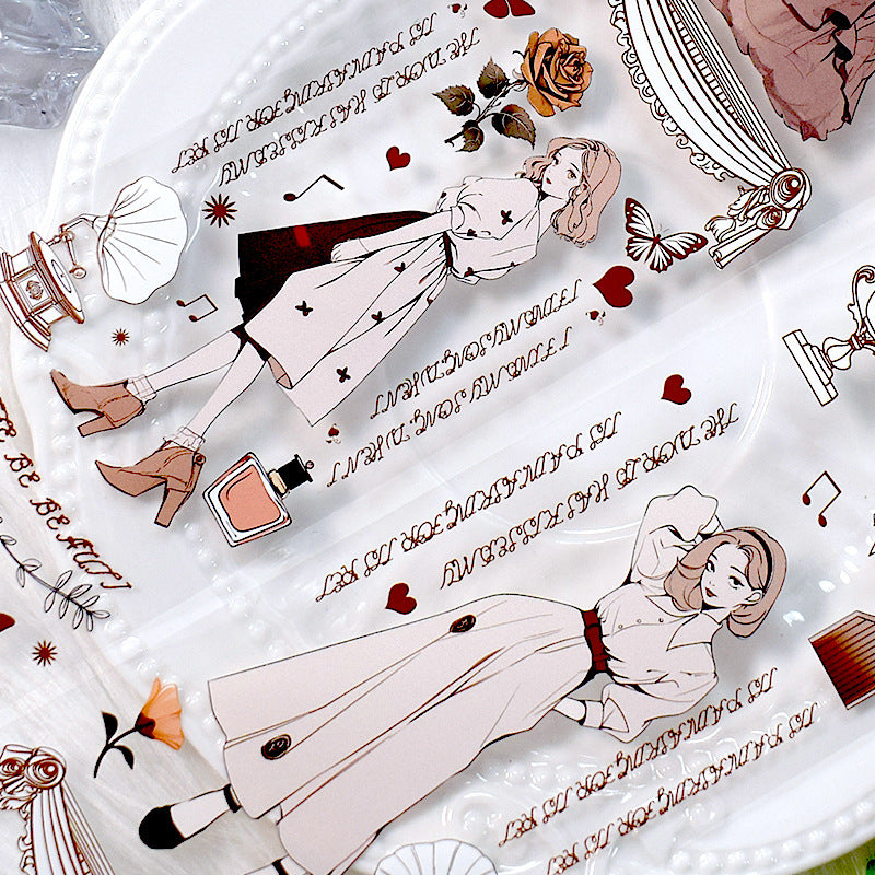 Modern PET Tape – Character Collage, Small Fresh Flowers - 2m - ViktaShop